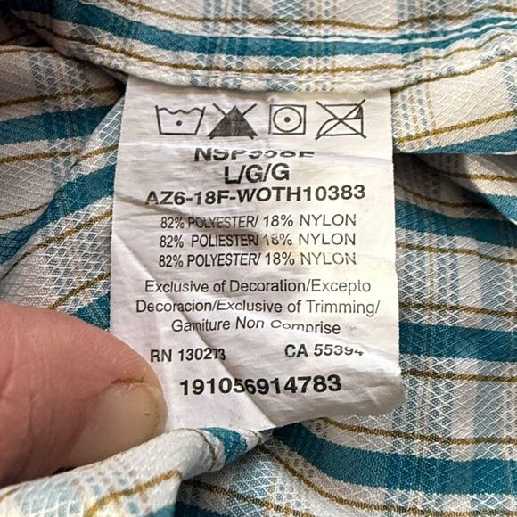 Wrangler Shirt Mens Large Plaid Long Sleeve Casual Button Up Vented Breathable - Picture 5 of 16